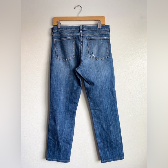 JCrew Stretch Straight Mid Rise Distressed Fade Jeans Blue Rip Cotton Relaxed 29 - Picture 3 of 9